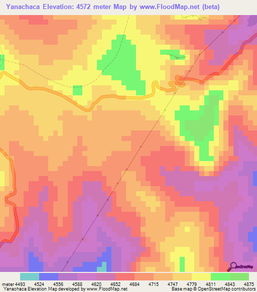 Yanachaca,Peru Elevation Map