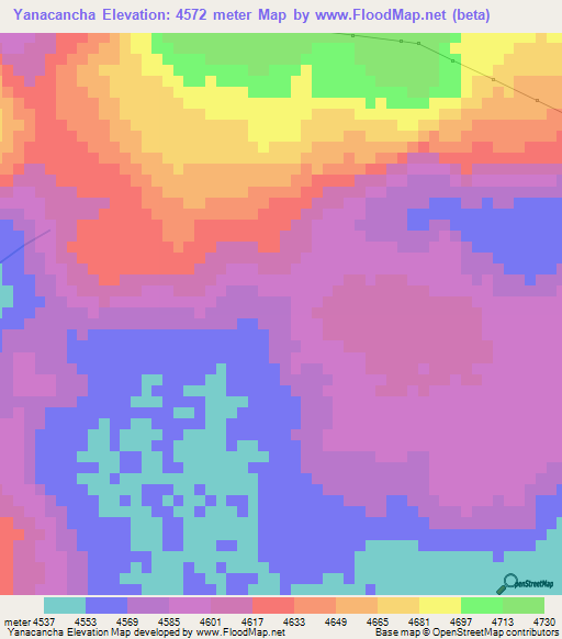 Yanacancha,Peru Elevation Map