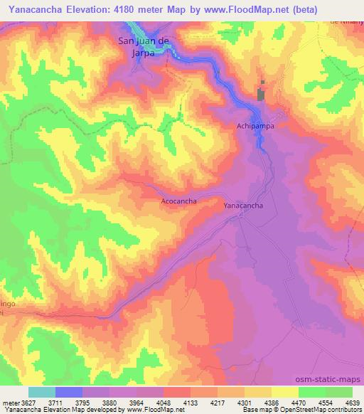 Yanacancha,Peru Elevation Map