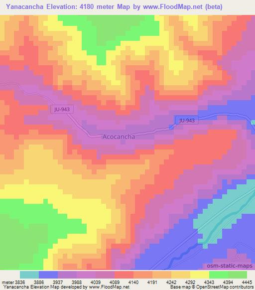 Yanacancha,Peru Elevation Map