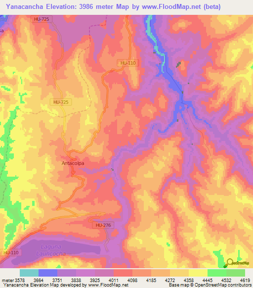Yanacancha,Peru Elevation Map