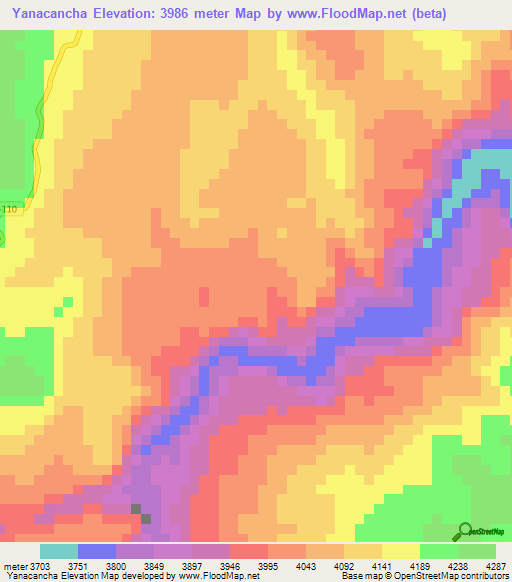 Yanacancha,Peru Elevation Map