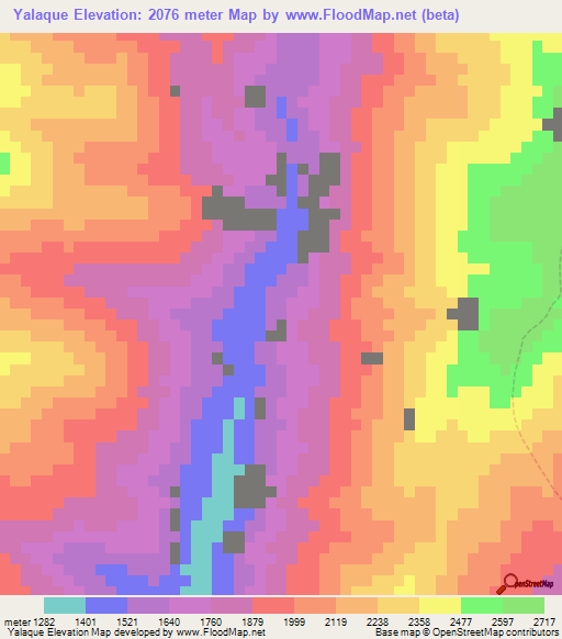Yalaque,Peru Elevation Map