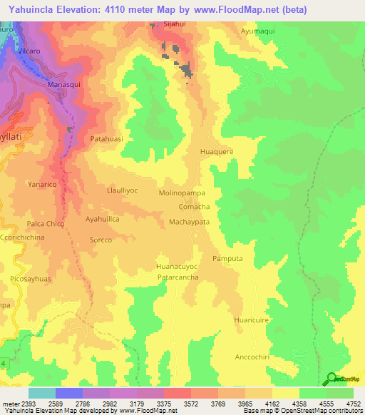 Yahuincla,Peru Elevation Map