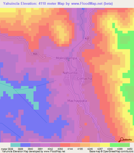 Yahuincla,Peru Elevation Map