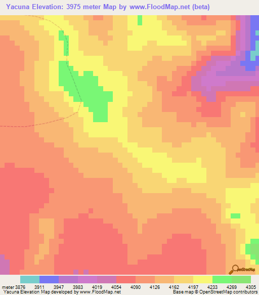 Yacuna,Peru Elevation Map