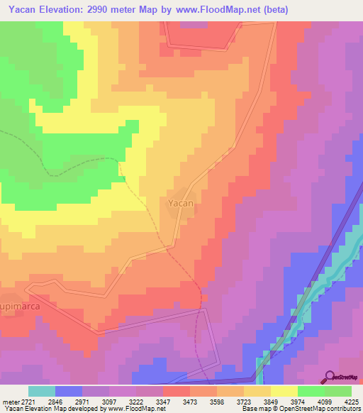 Yacan,Peru Elevation Map