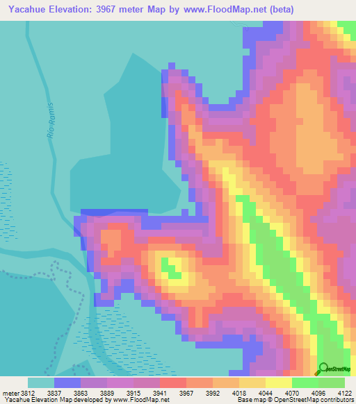 Yacahue,Peru Elevation Map