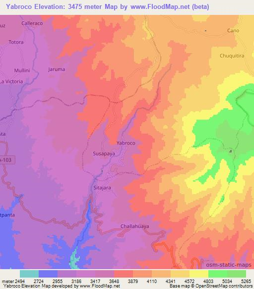 Yabroco,Peru Elevation Map
