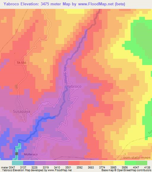 Yabroco,Peru Elevation Map