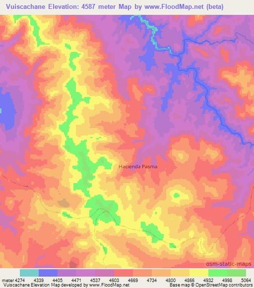 Vuiscachane,Peru Elevation Map