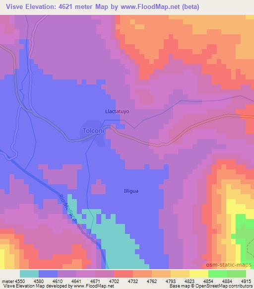Visve,Peru Elevation Map