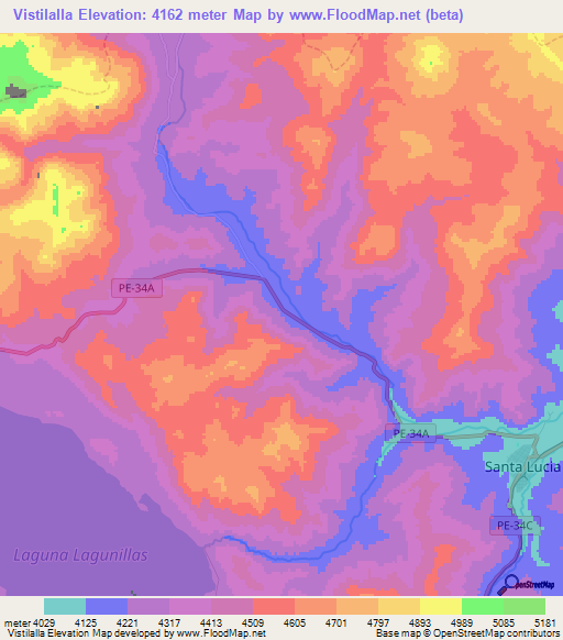 Vistilalla,Peru Elevation Map