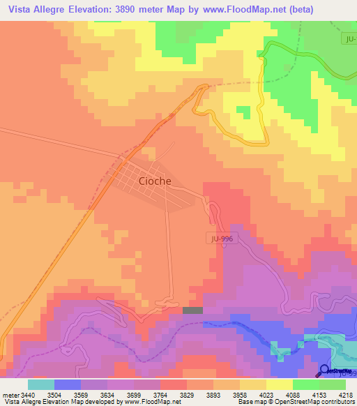 Vista Allegre,Peru Elevation Map