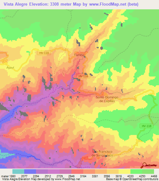 Vista Alegre,Peru Elevation Map