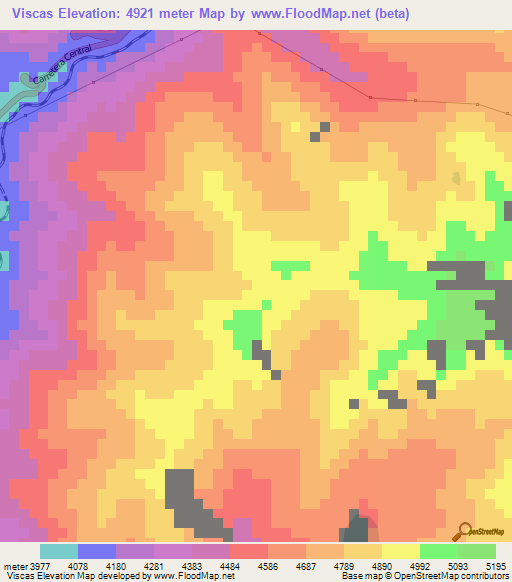Viscas,Peru Elevation Map