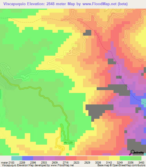 Viscapuquio,Peru Elevation Map