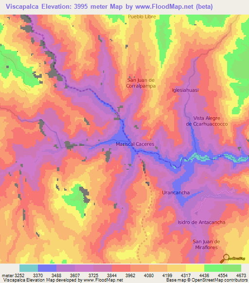 Viscapalca,Peru Elevation Map
