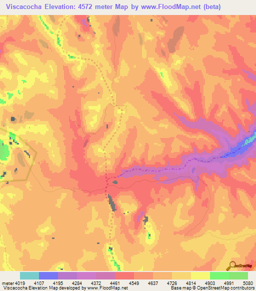 Viscacocha,Peru Elevation Map
