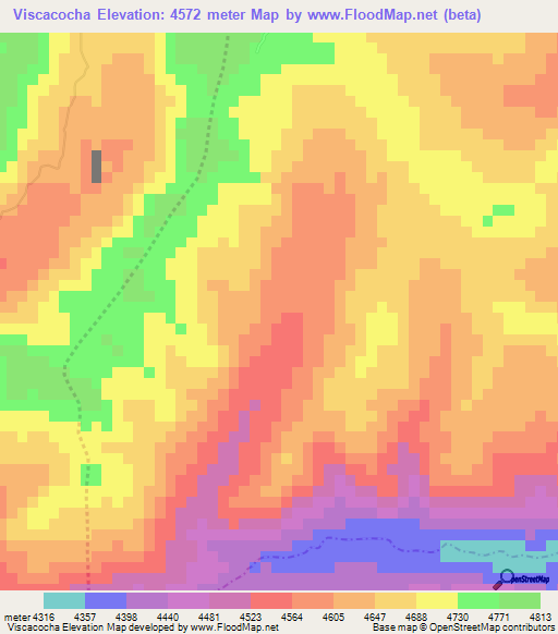 Viscacocha,Peru Elevation Map