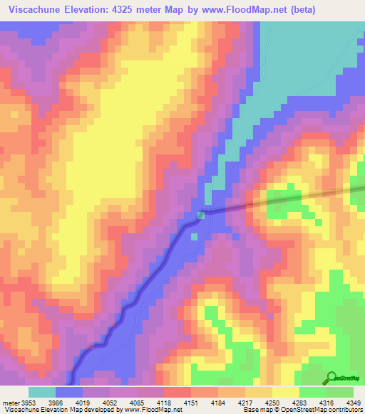 Viscachune,Peru Elevation Map