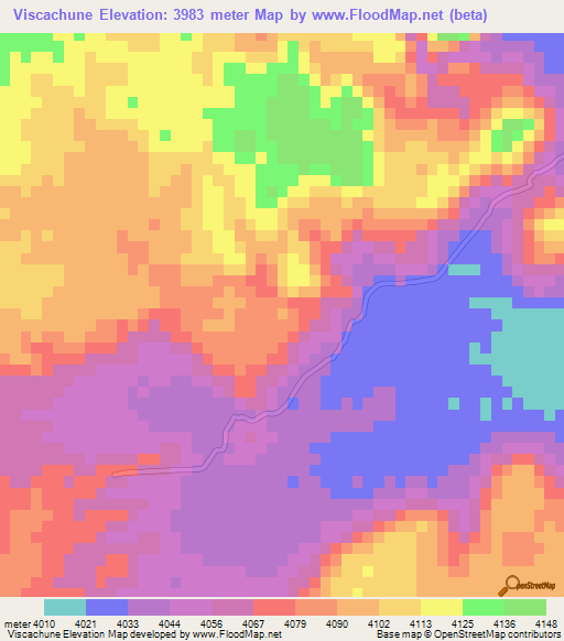 Viscachune,Peru Elevation Map