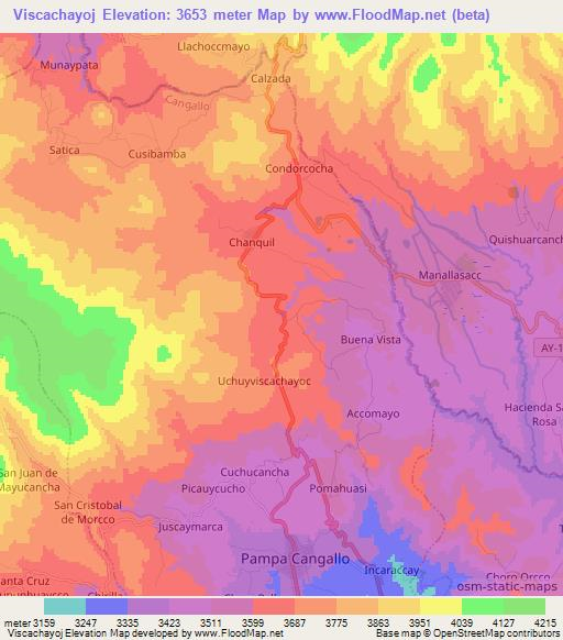 Viscachayoj,Peru Elevation Map