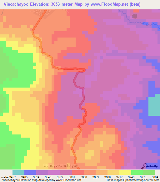 Viscachayoc,Peru Elevation Map