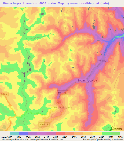 Viscachayoc,Peru Elevation Map