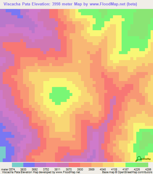 Viscacha Pata,Peru Elevation Map
