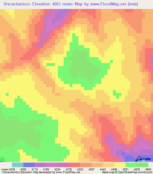 Viscachaniocc,Peru Elevation Map