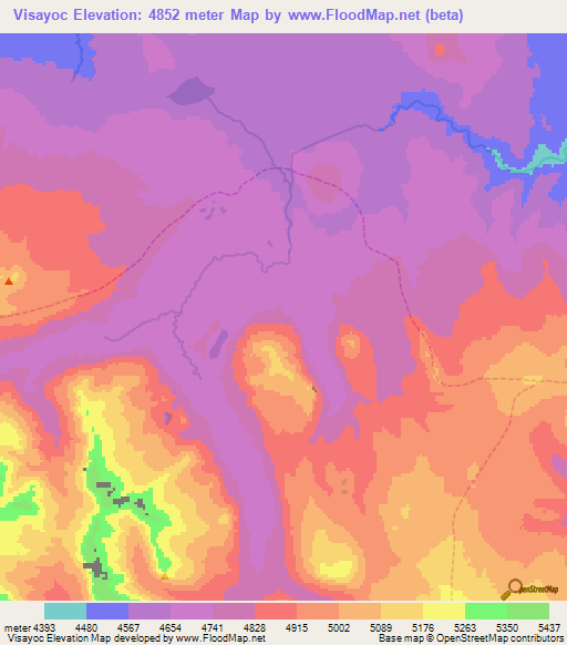Visayoc,Peru Elevation Map