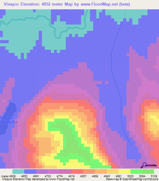 Visayoc,Peru Elevation Map
