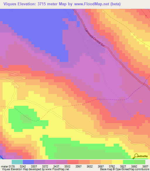 Viques,Peru Elevation Map