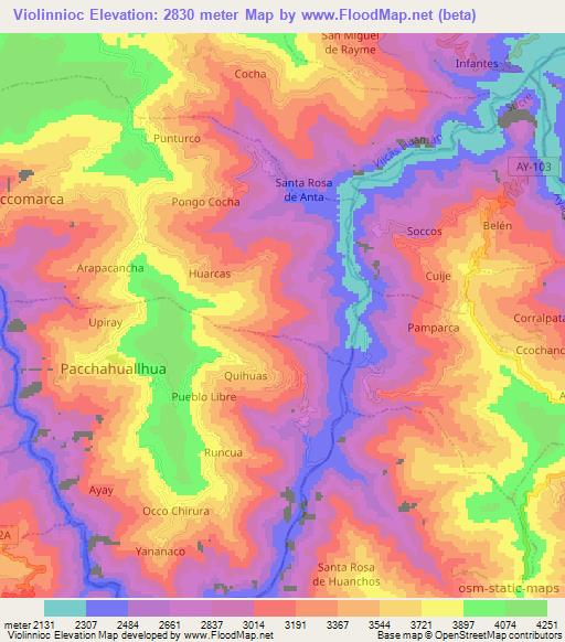 Violinnioc,Peru Elevation Map