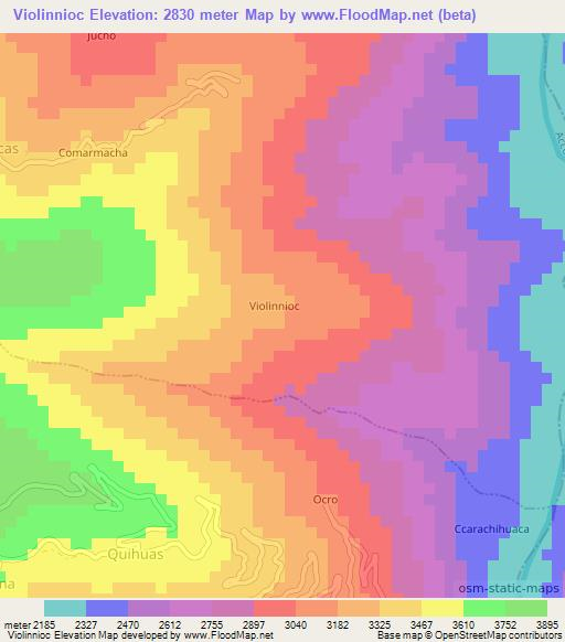 Violinnioc,Peru Elevation Map