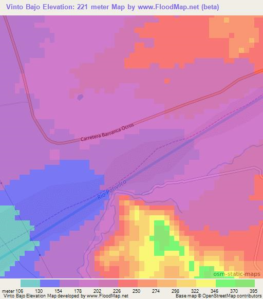 Vinto Bajo,Peru Elevation Map