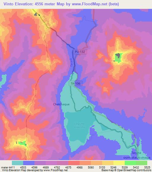 Vinto,Peru Elevation Map