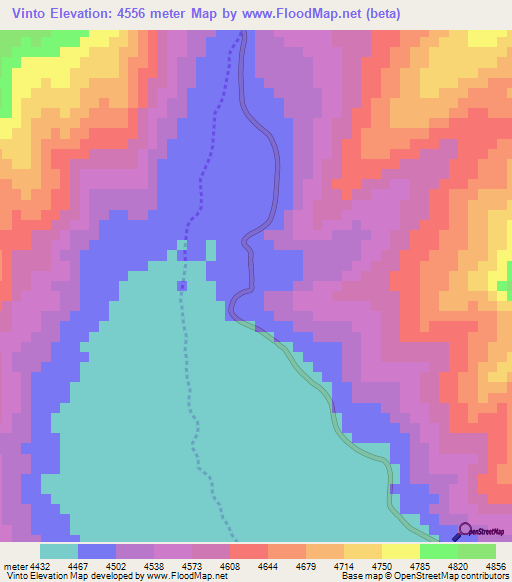Vinto,Peru Elevation Map