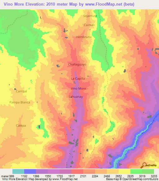 Vino More,Peru Elevation Map