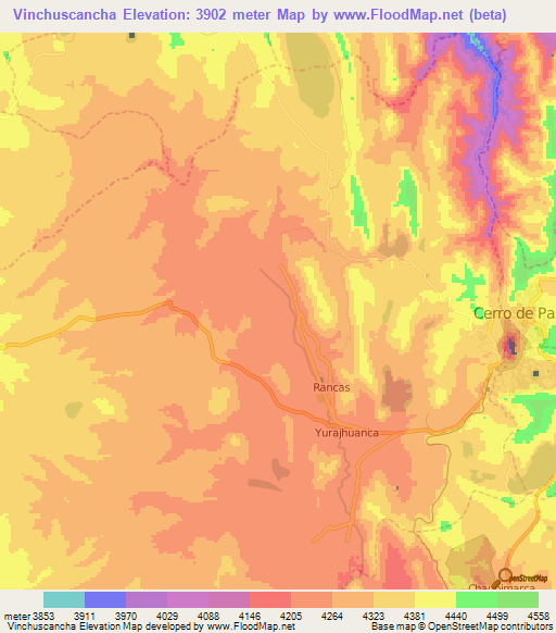 Vinchuscancha,Peru Elevation Map
