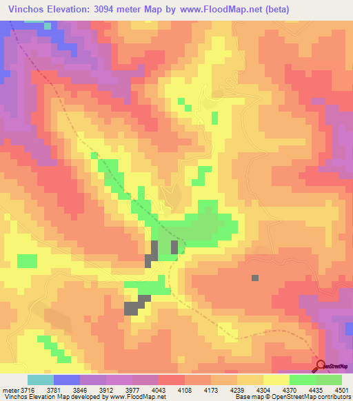 Vinchos,Peru Elevation Map