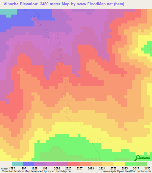 Vinache,Peru Elevation Map