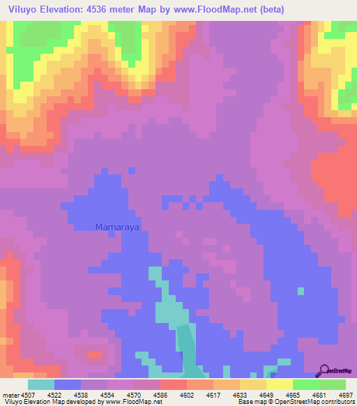 Viluyo,Peru Elevation Map