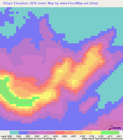 Viluyo,Peru Elevation Map