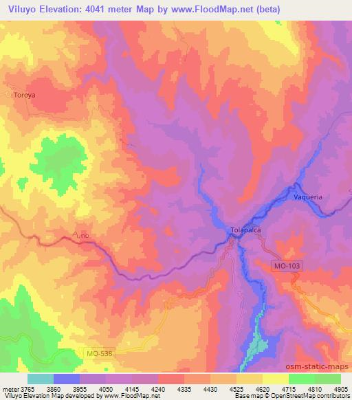Viluyo,Peru Elevation Map