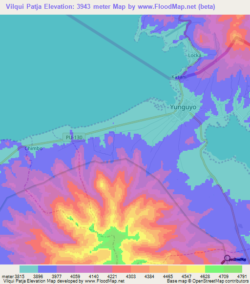 Vilqui Patja,Peru Elevation Map