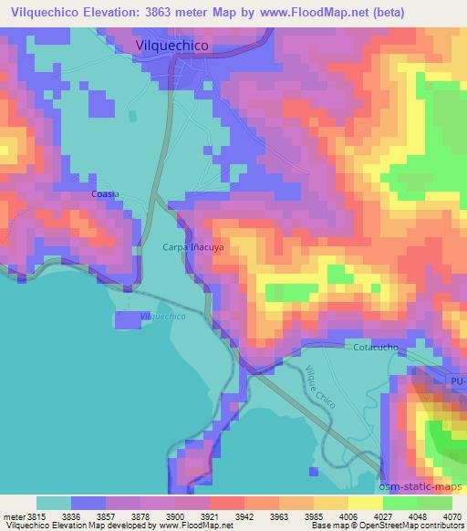 Vilquechico,Peru Elevation Map