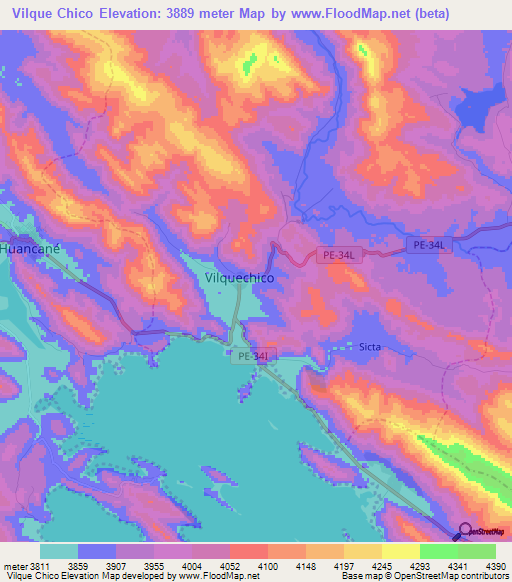 Vilque Chico,Peru Elevation Map