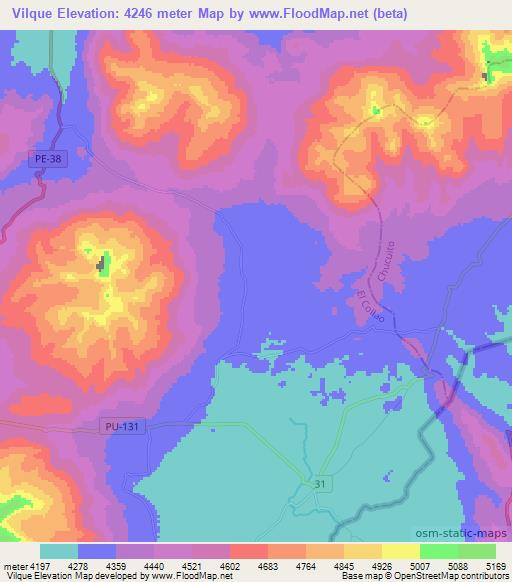 Vilque,Peru Elevation Map